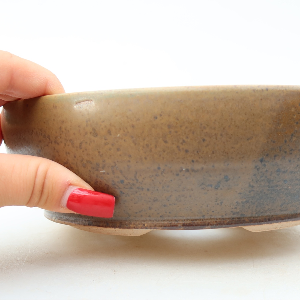 Vaso da bonsai in ceramica 19,5 x 19,5 x 6,5 cm, colore marrone