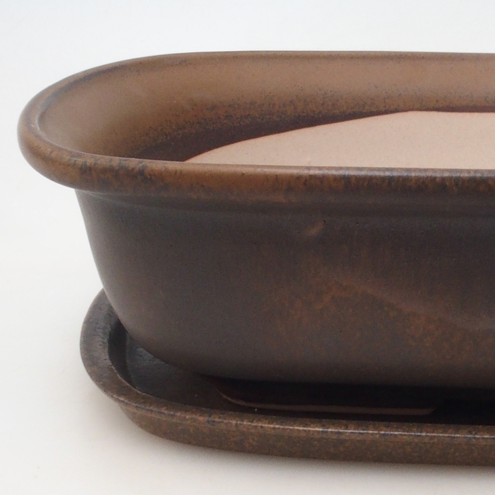 Ciotola bonsai + piattino H10 - 37 x 28 x 9 cm - marrone
