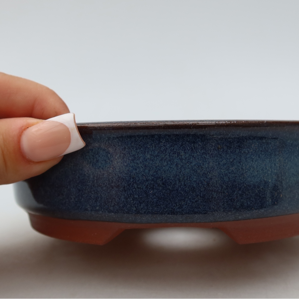 Vaso da bonsai in ceramica 14 x 14 x 4 cm, colore blu