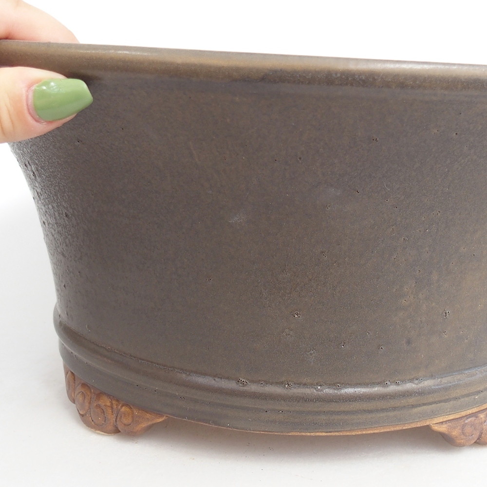 Ciotola per bonsai in ceramica 32 x 32 x 14 cm, marrone