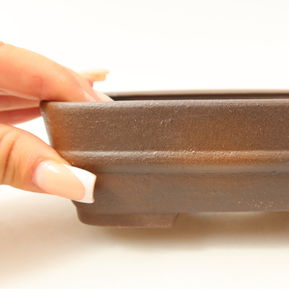 Vaso da bonsai in ceramica 14,5 x 11,5 x 4,5 cm, colore marrone