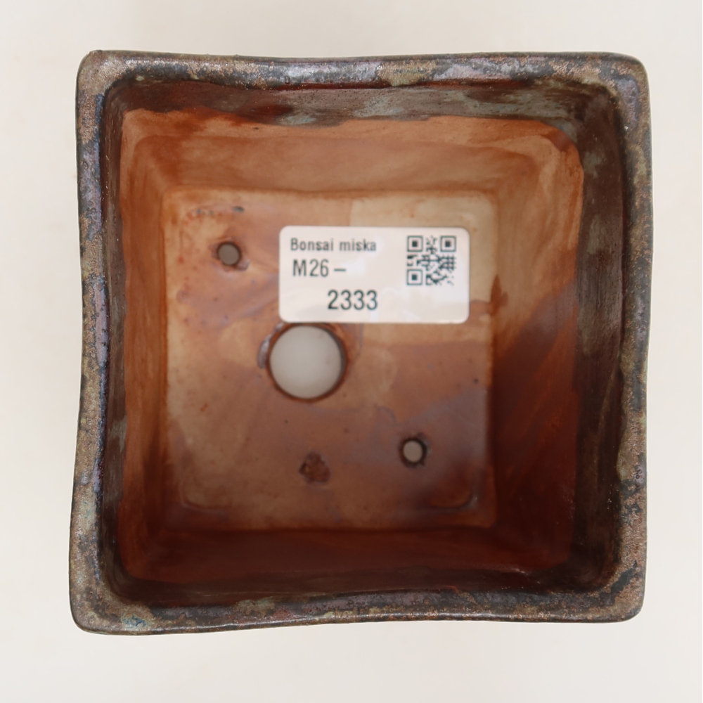 Vaso da bonsai in ceramica 8,5 x 8,5 x 9 cm, colore marrone