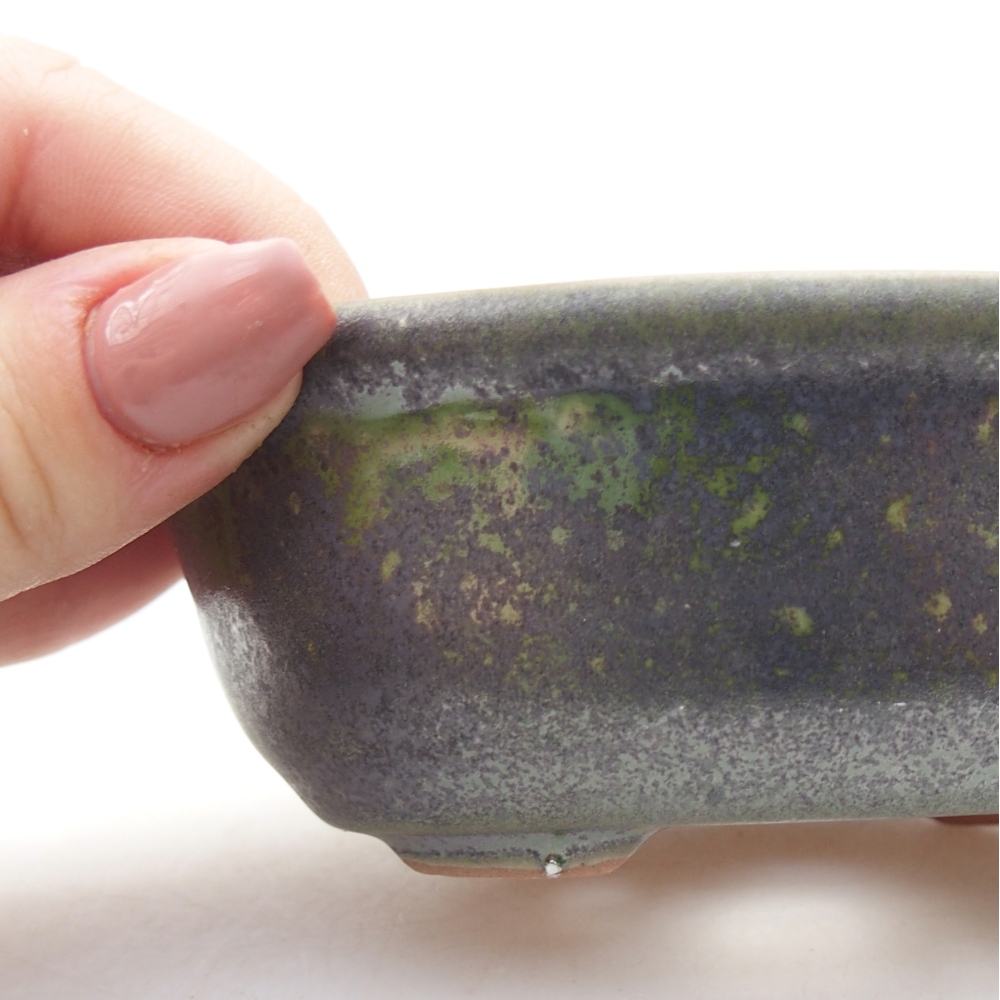 Ciotola per bonsai in ceramica 11 x 8,5 x 4 cm, verde