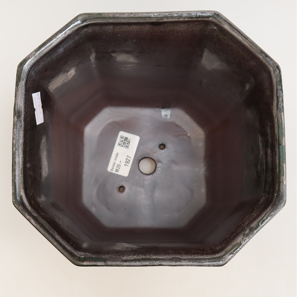 Vaso da bonsai in ceramica 17,5 x 17,5 x 15,5 cm, colore verde metallizzato