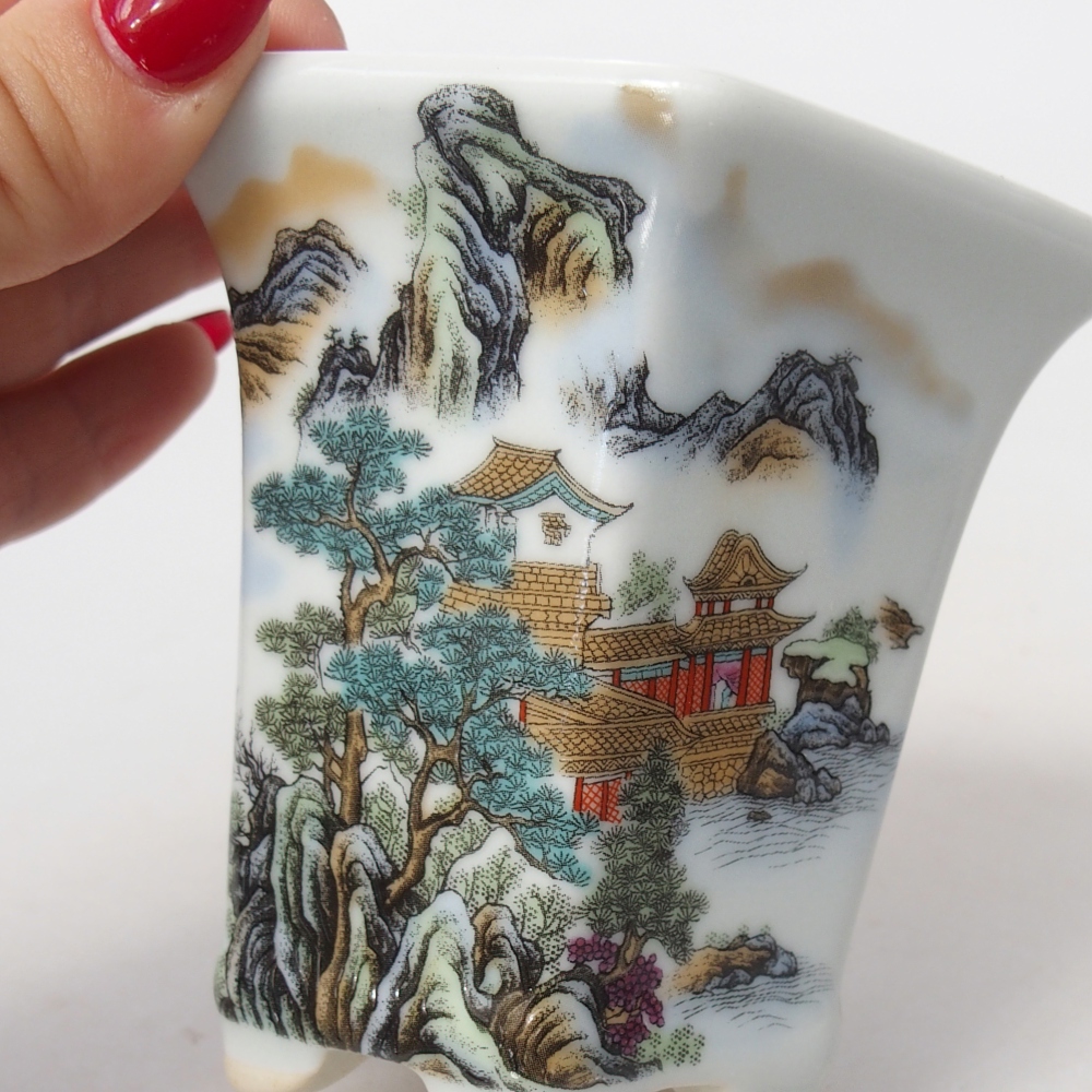 Ciotola per bonsai in ceramica 10 x 9 x 9 cm, colore bianco