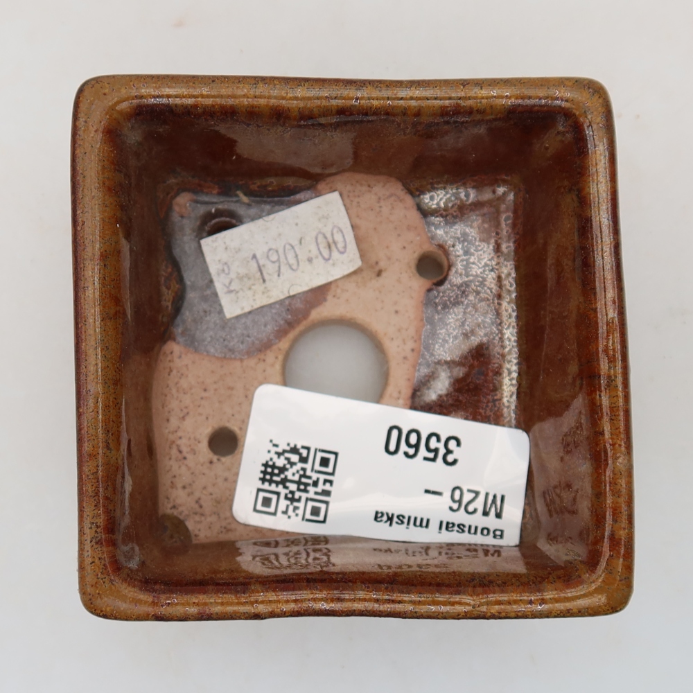 Ciotola per bonsai in ceramica 7 x 7 x 3,5 cm, marrone