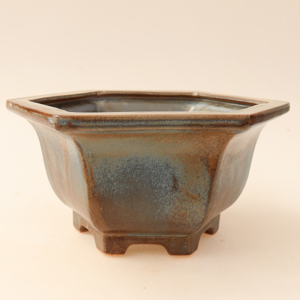 Ciotola per bonsai in ceramica 18,5 x 16,5 x 9 cm, marrone