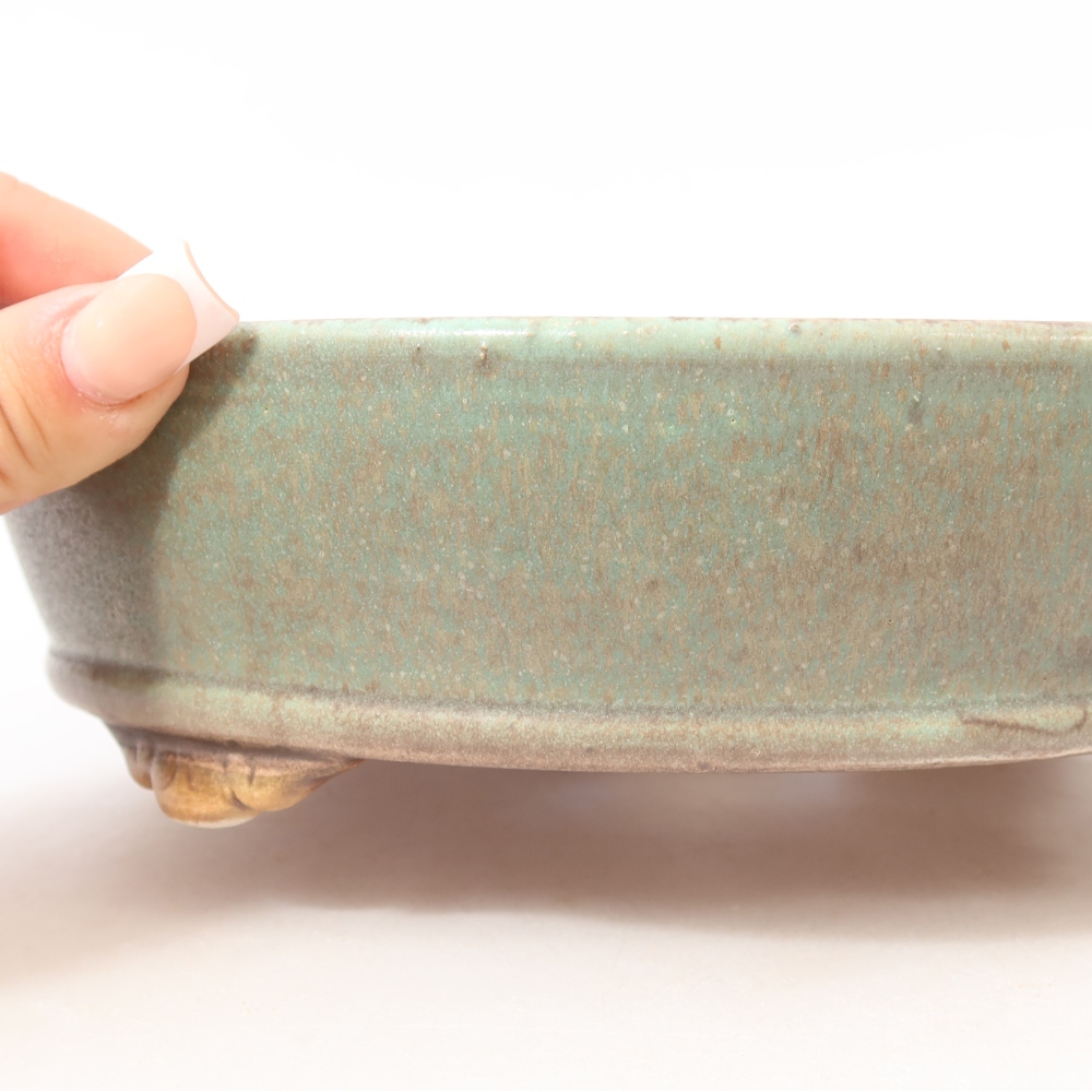 Ciotola per bonsai in ceramica 21,5 x 21,5 x 6 cm, verde