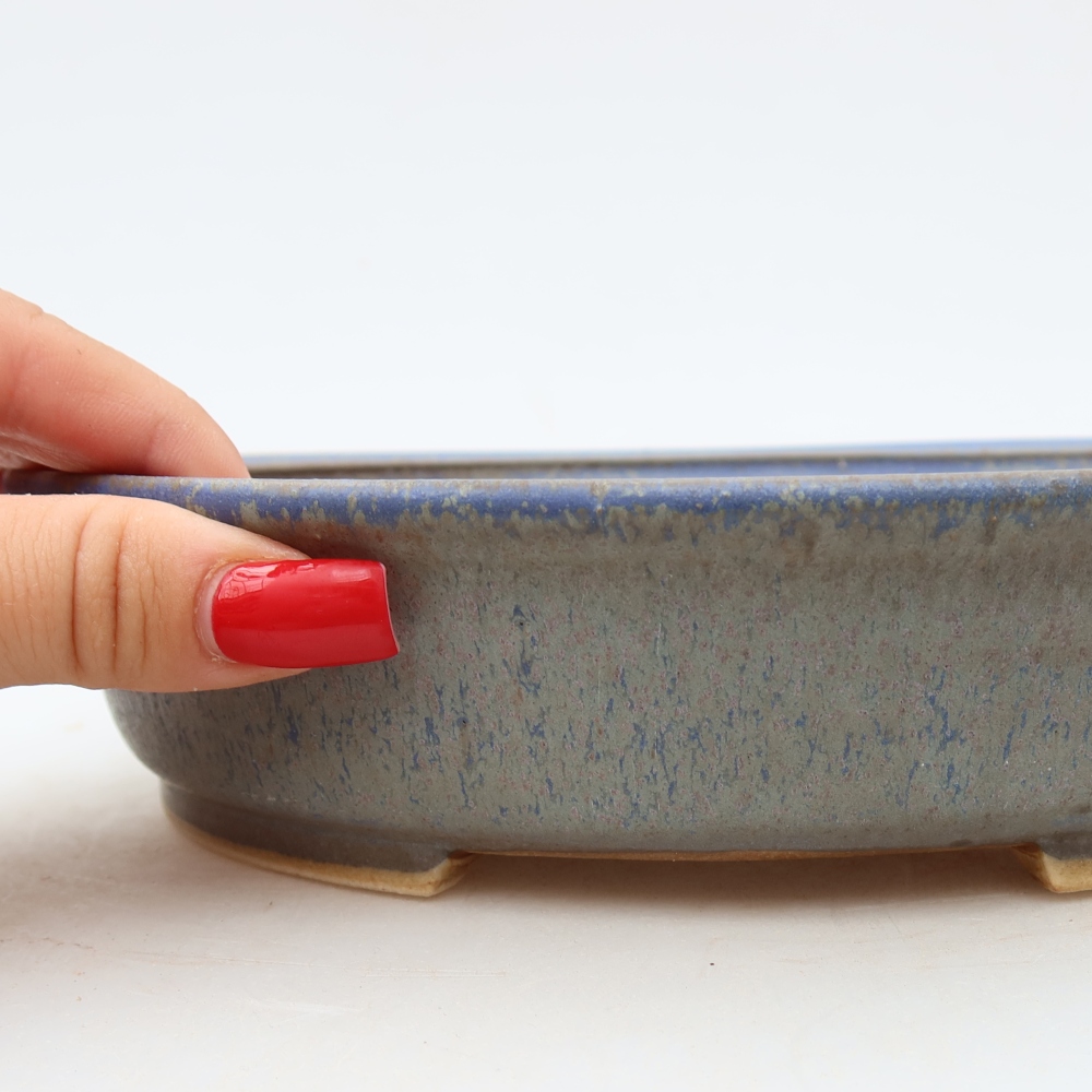 Vaso in ceramica per bonsai 21 x 19,5 x 5 cm, colore blu