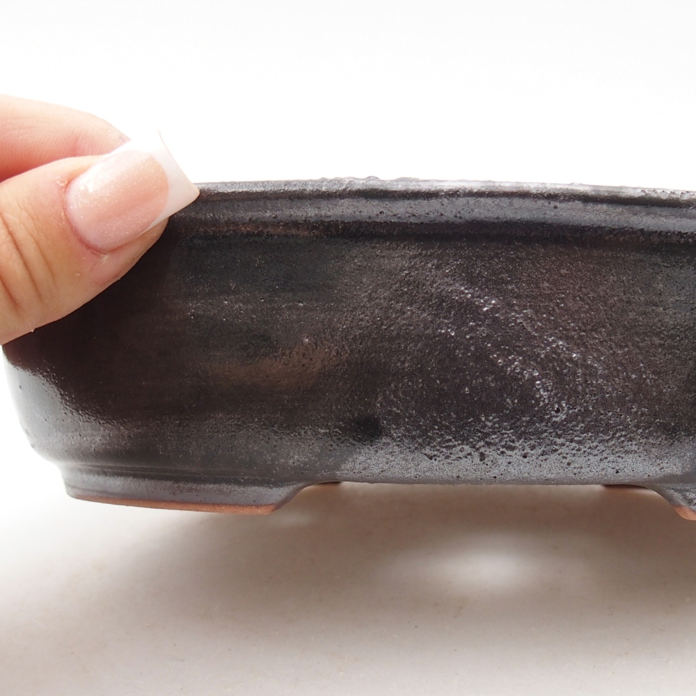 Ciotola bonsai in ceramica 19 x 14,5 x 4,5 cm, colore metallo
