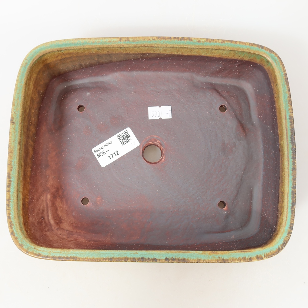 Vaso da bonsai in ceramica 22,5 x 18 x 6 cm, colore verde