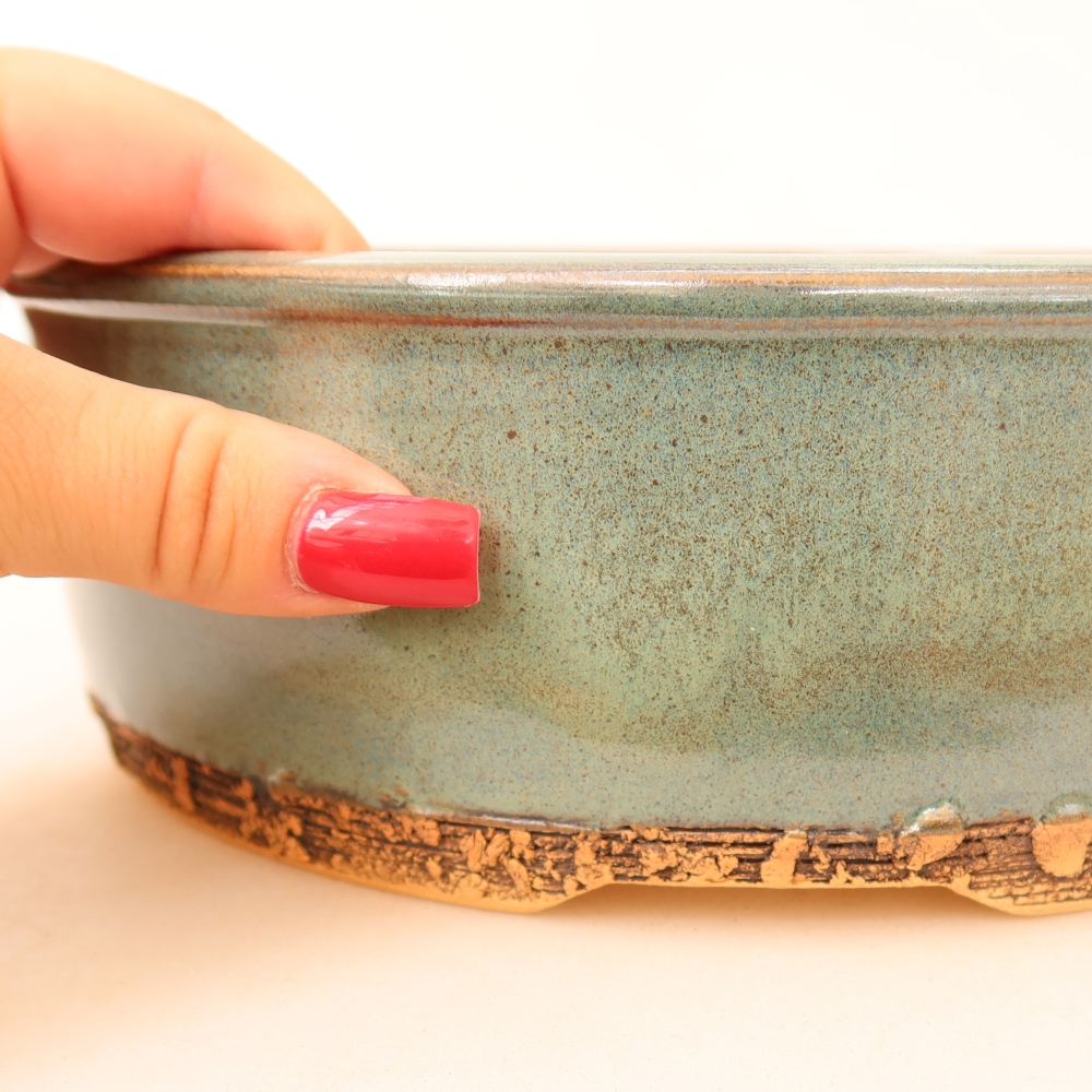 Vaso da bonsai in ceramica 23 x 23 x 7 cm, colore verde