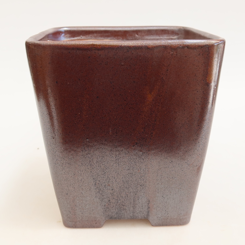 Ciotola bonsai in ceramica 13,5 x 13,5 x 15 cm, colore metallo