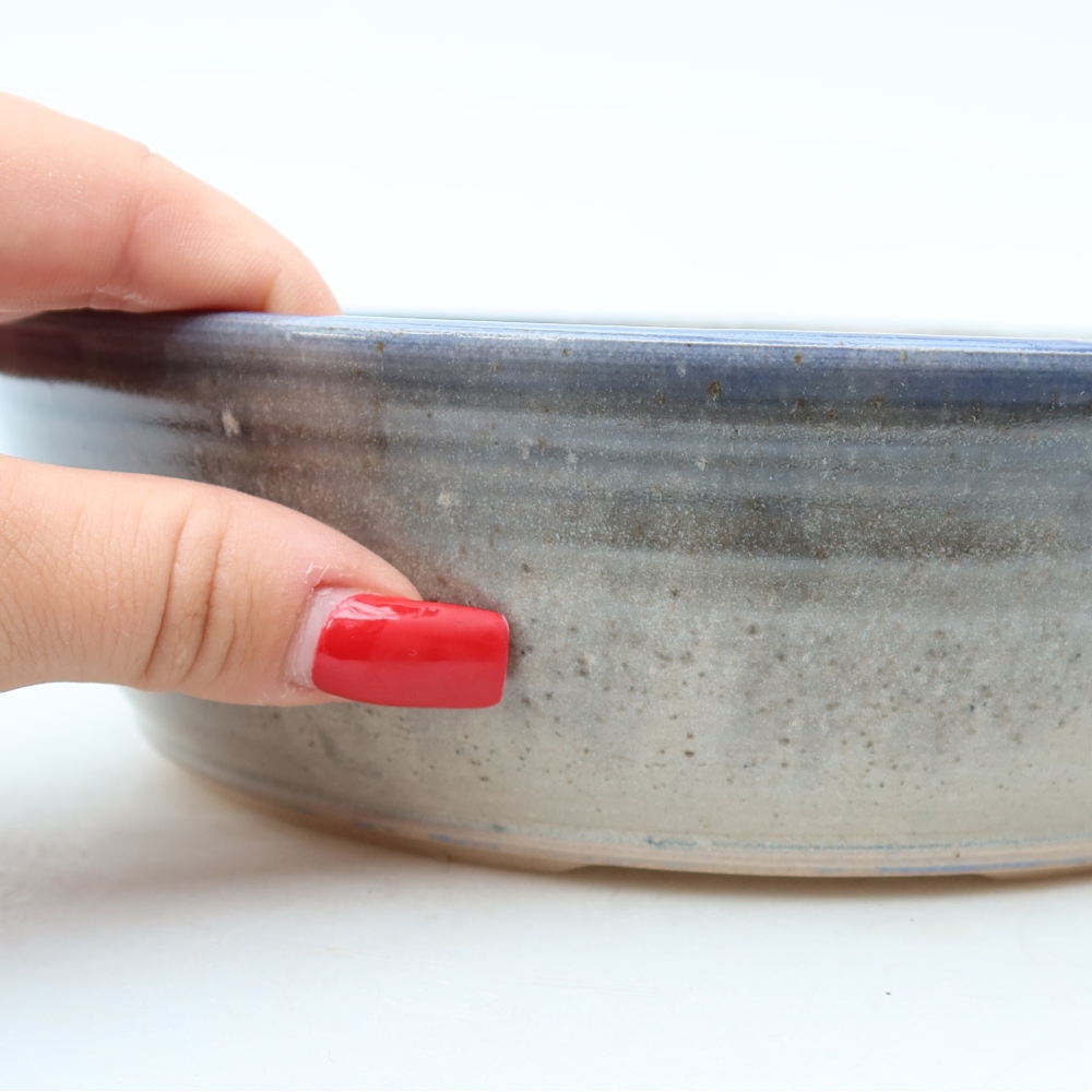 Vaso per bonsai in ceramica 21 x 21 x 6 cm, colore blu