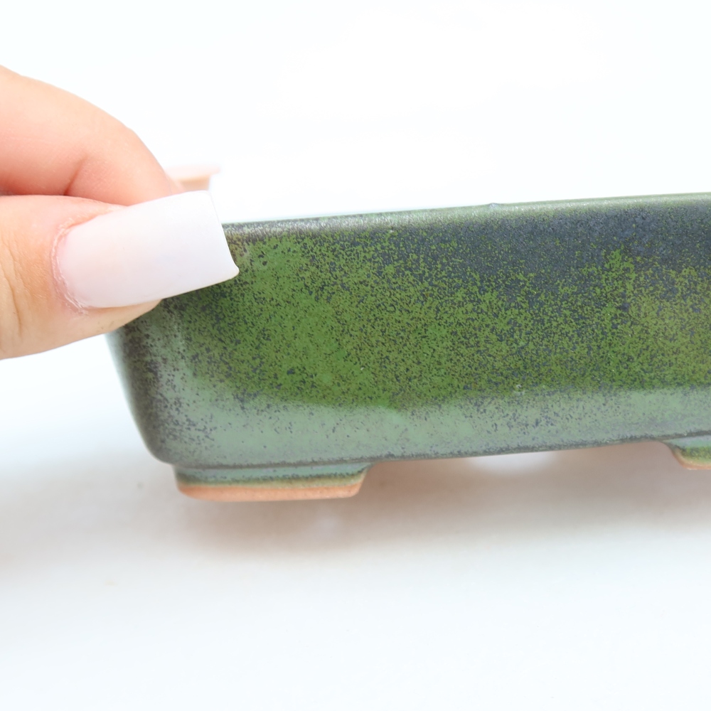 Vaso da bonsai in ceramica 12,5 x 9,5 x 4 cm, colore verde