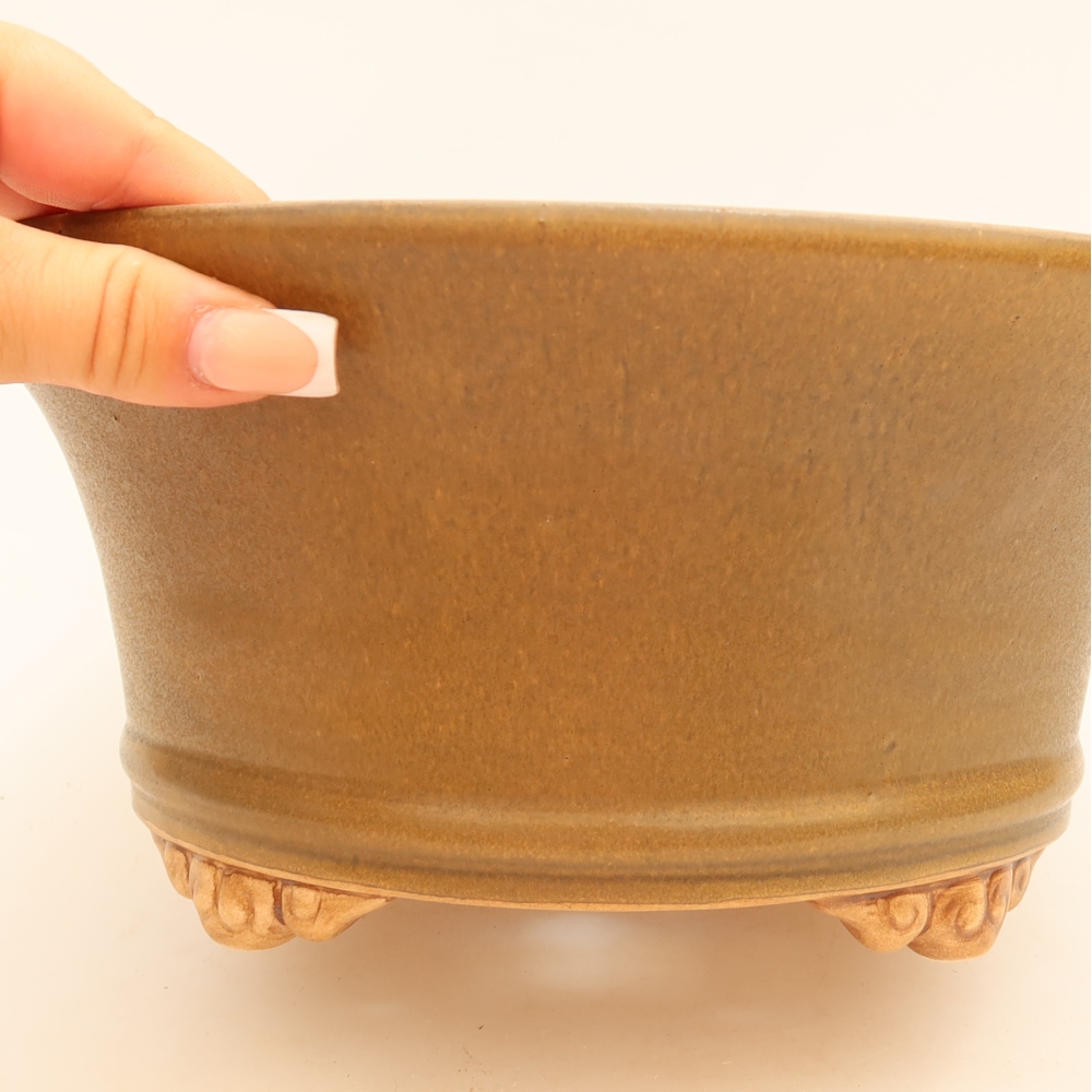 Vaso da bonsai in ceramica 24,5 x 24,5 x 11 cm, colore marrone