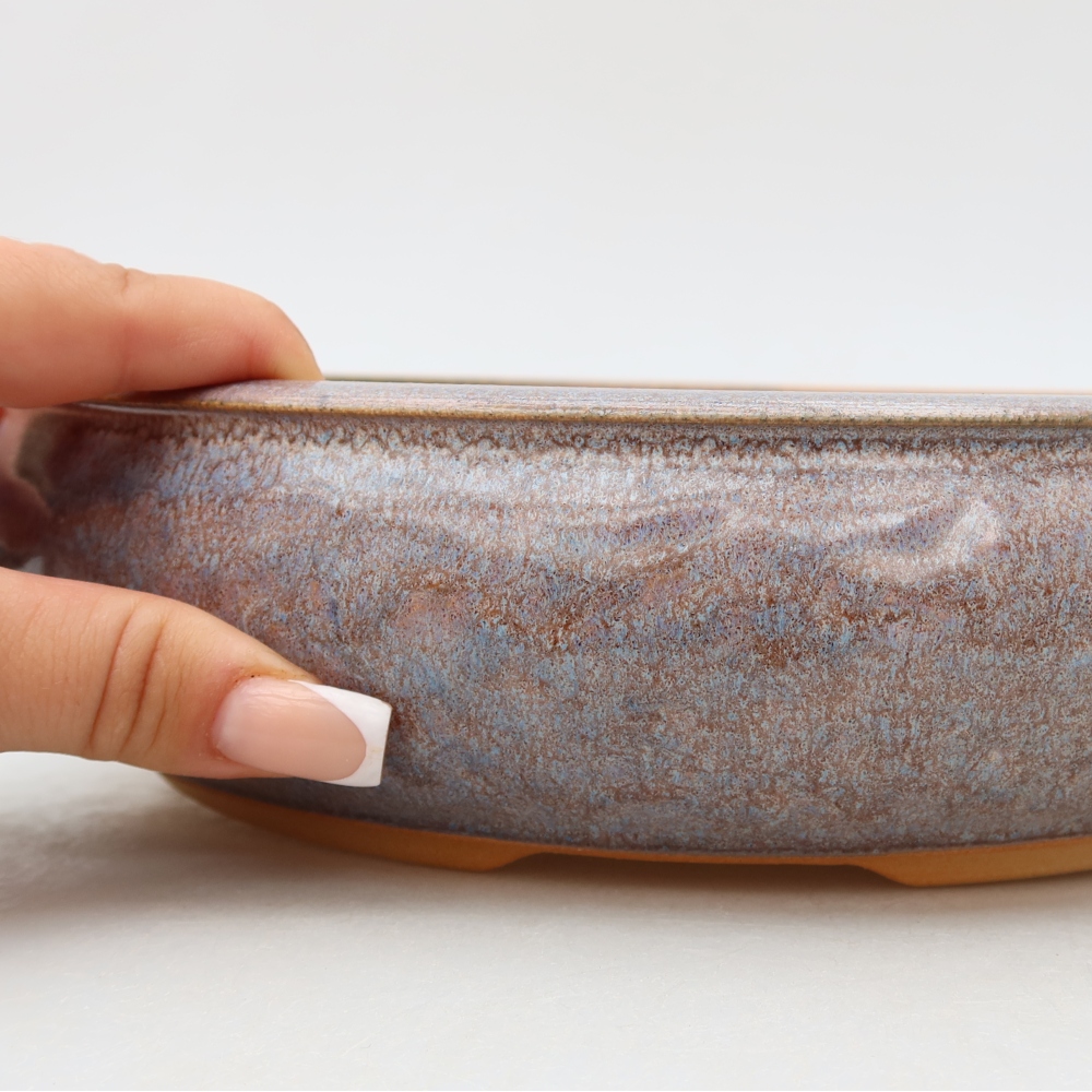 Vaso da bonsai in ceramica 26,5 x 26,5 x 6,5 cm, colore blu
