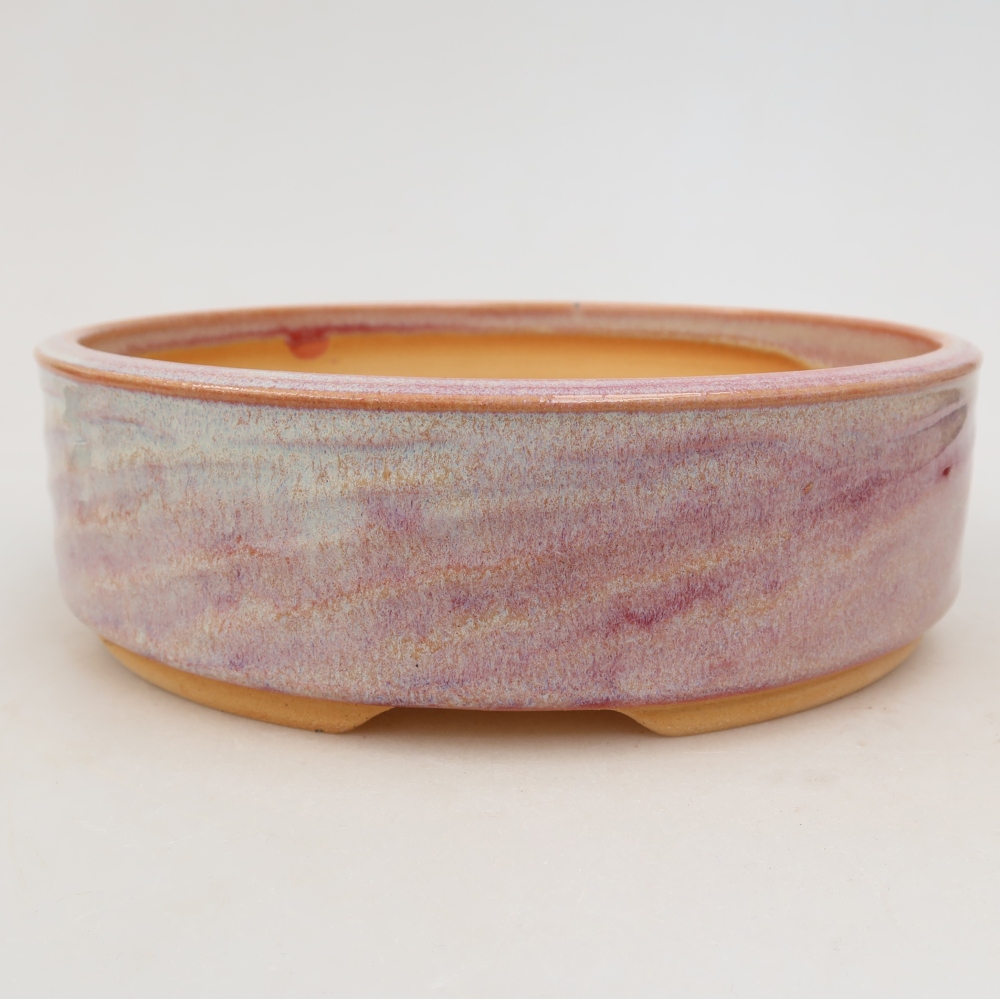 Vaso da bonsai in ceramica 21,5 x 21,5 x 6,5 cm, colore rosa