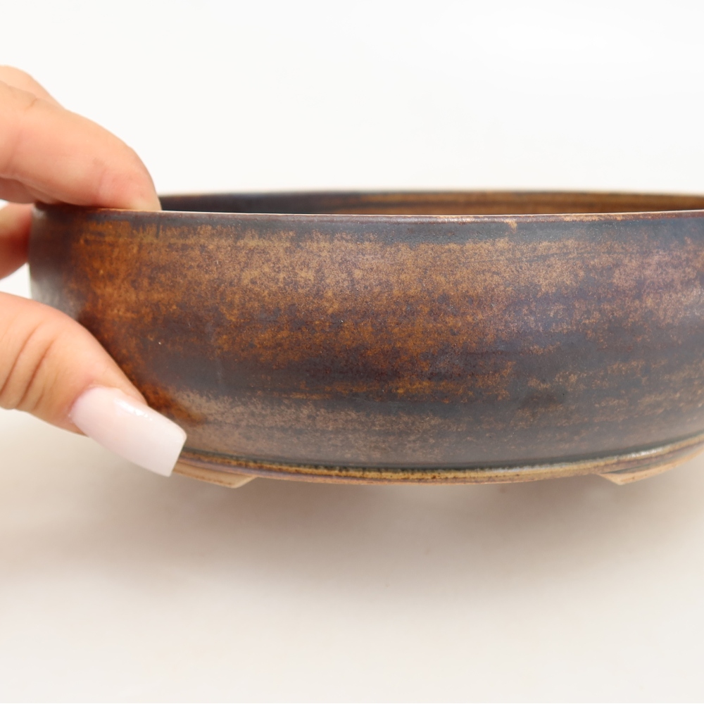 Vaso da bonsai in ceramica 17 x 17 x 5,5 cm, colore marrone