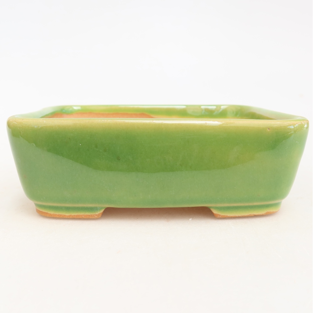 Vaso da bonsai in ceramica 12,5 x 9,5 x 4 cm, colore verde