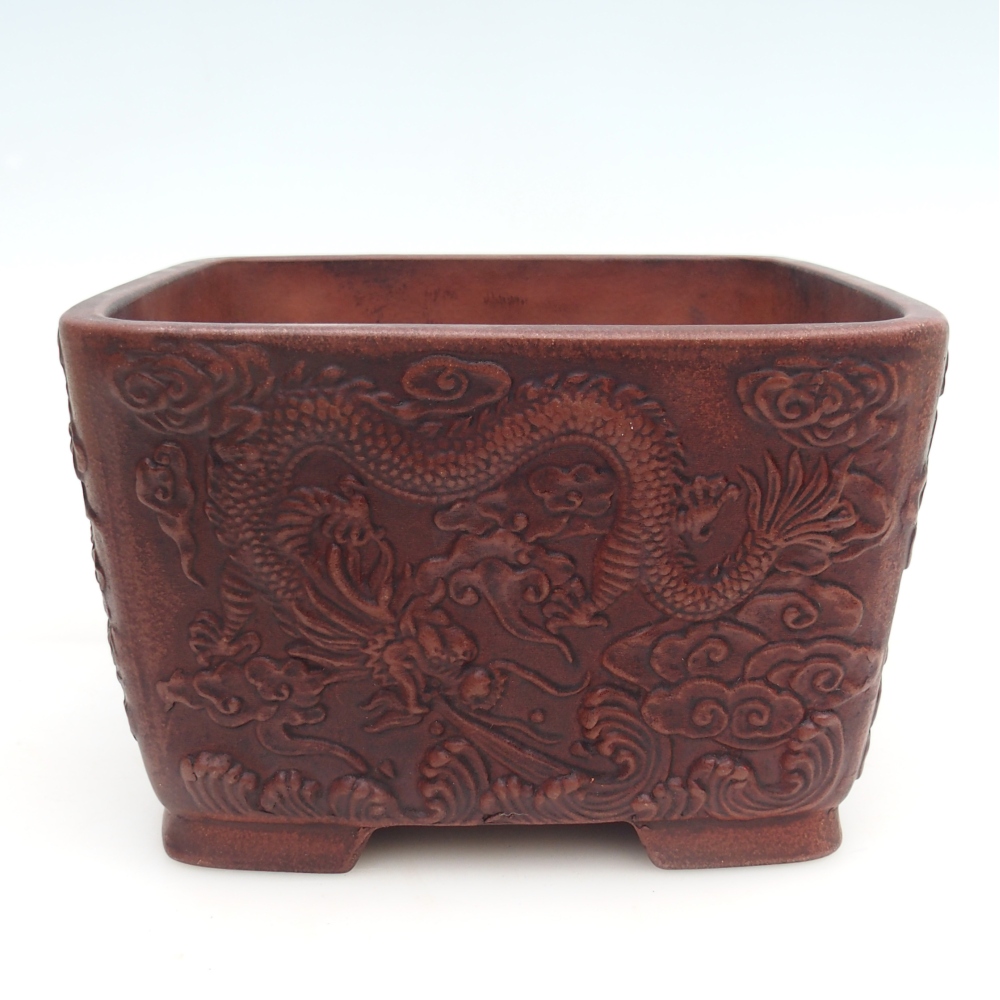 Ciotola per bonsai in ceramica 21 x 21 x 13 cm, marrone