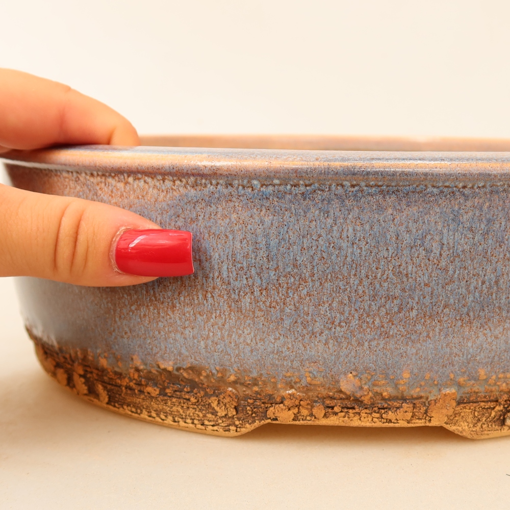 Vaso da bonsai in ceramica 24 x 24 x 7,5 cm, colore blu