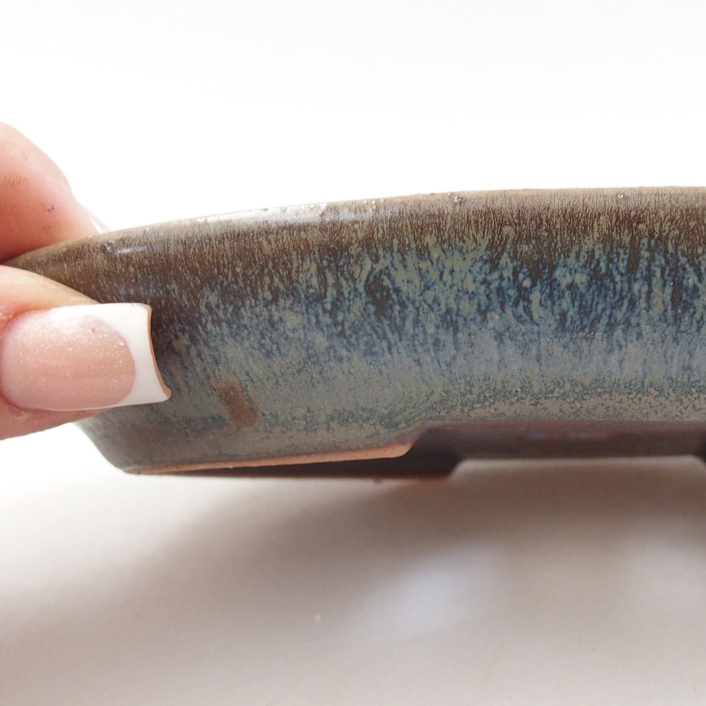 Ciotola per bonsai in ceramica 15,5 x 11 x 2,5 cm, colore blu