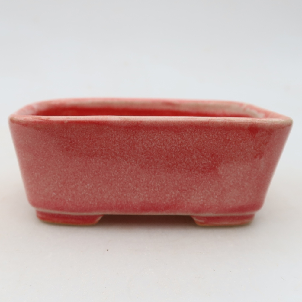Vaso da bonsai in ceramica 10,5 x 8,5 x 4 cm, colore rosso
