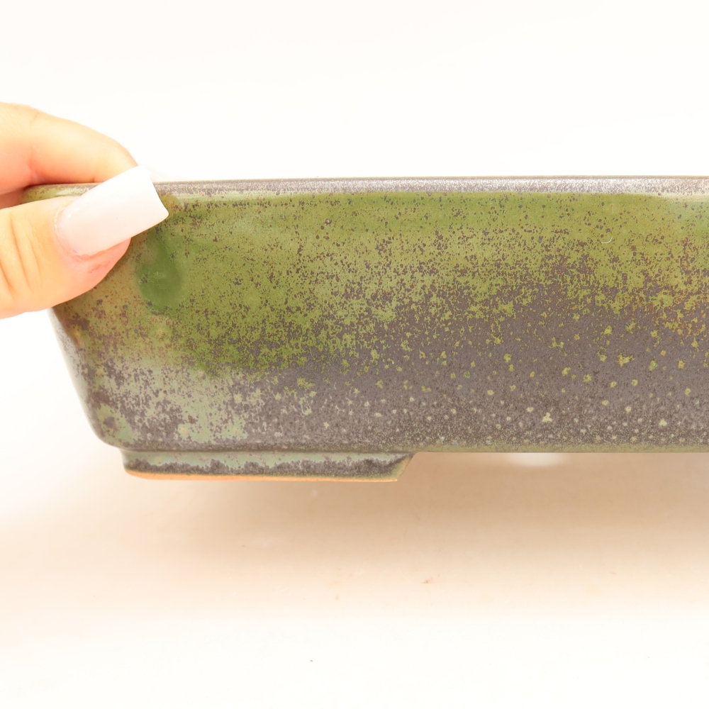Ciotola per bonsai in ceramica 26,5 x 20,5 x 7 cm, verde
