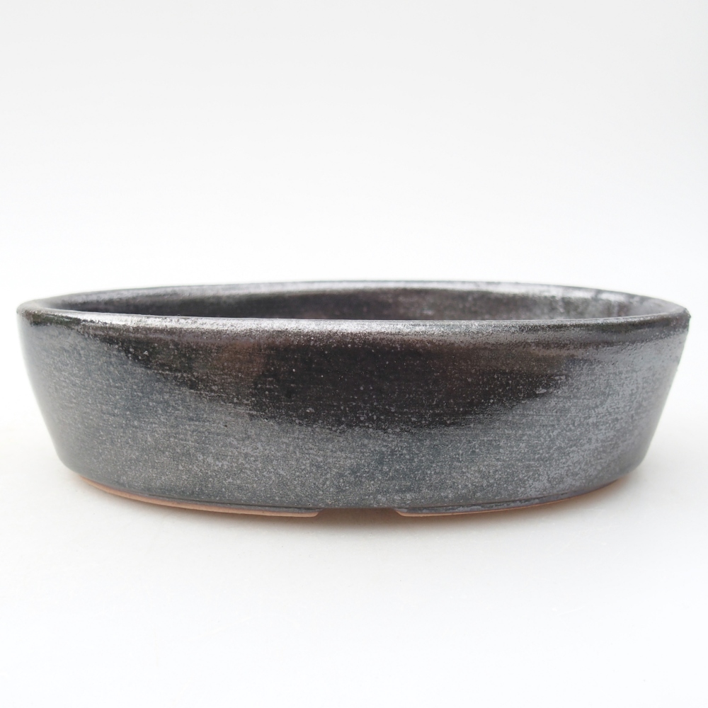 Ciotola bonsai in ceramica 16,5 x 11,5 x 4,5 cm, colore metallo