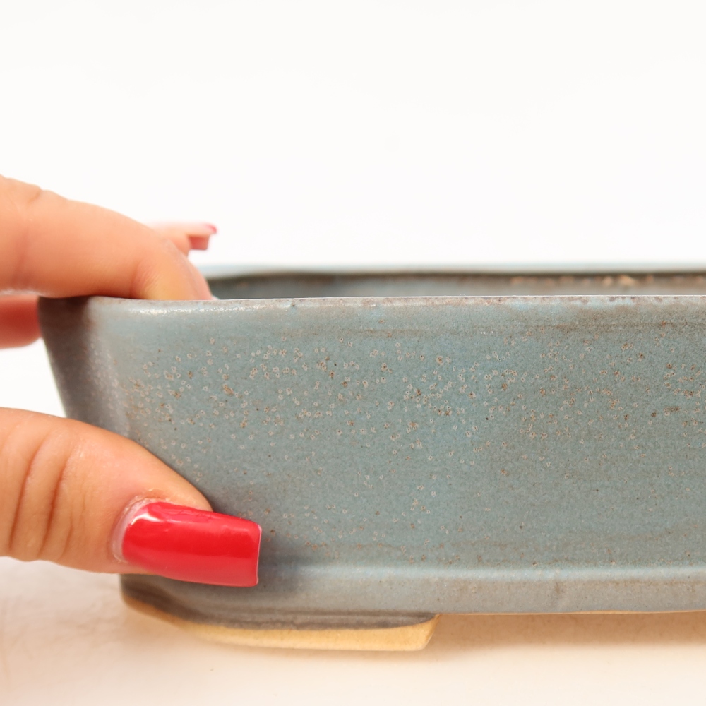Vaso da bonsai in ceramica 17,5 x 14,5 x 5 cm, colore blu