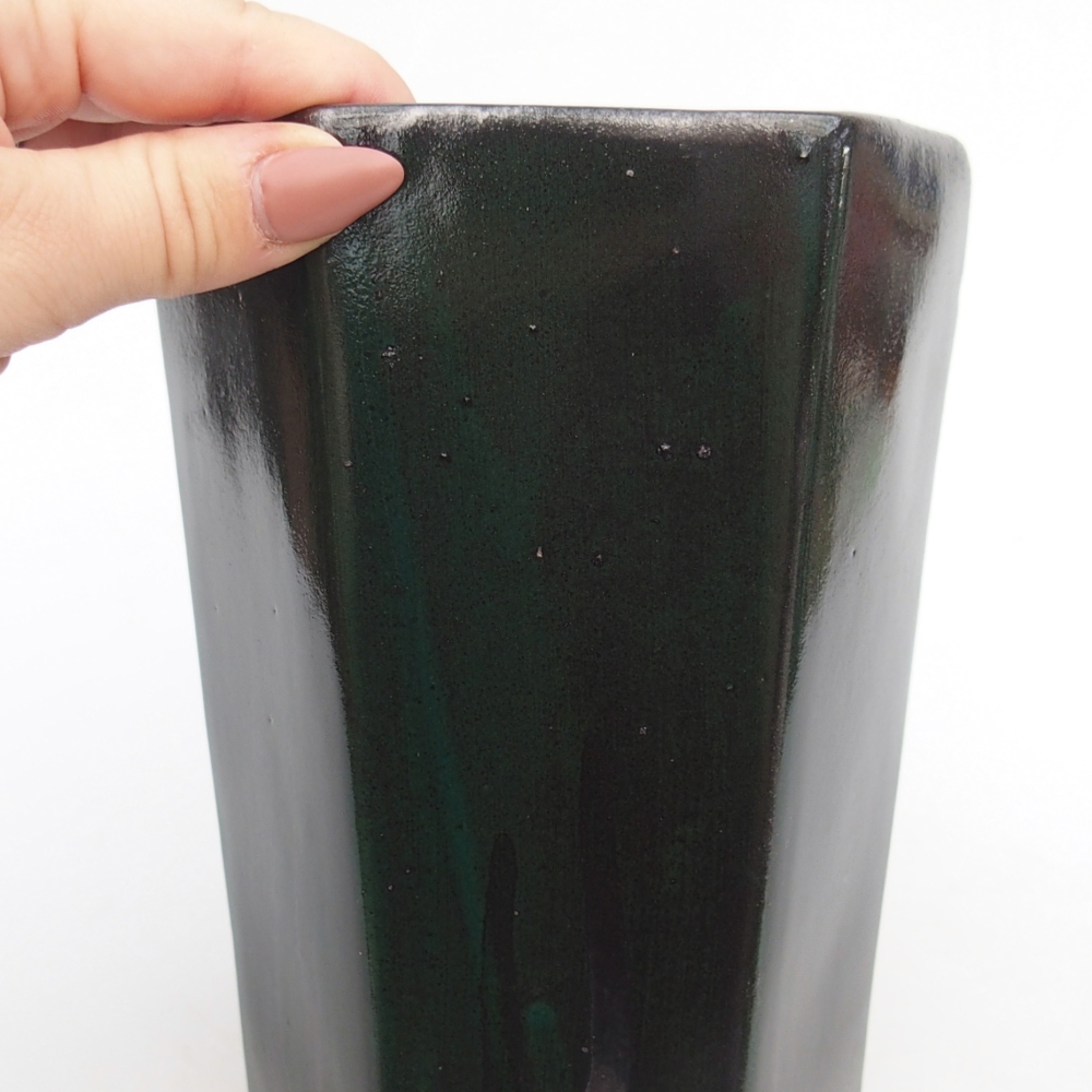 Ciotola per bonsai in ceramica 12,5 x 11,5 x 16,5 cm, verde