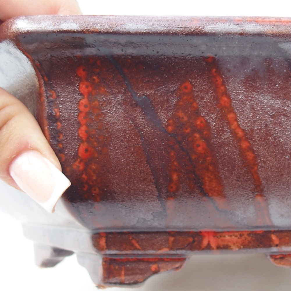 Ciotola per bonsai in ceramica 24 x 21 x 7,5 cm, colore rosso