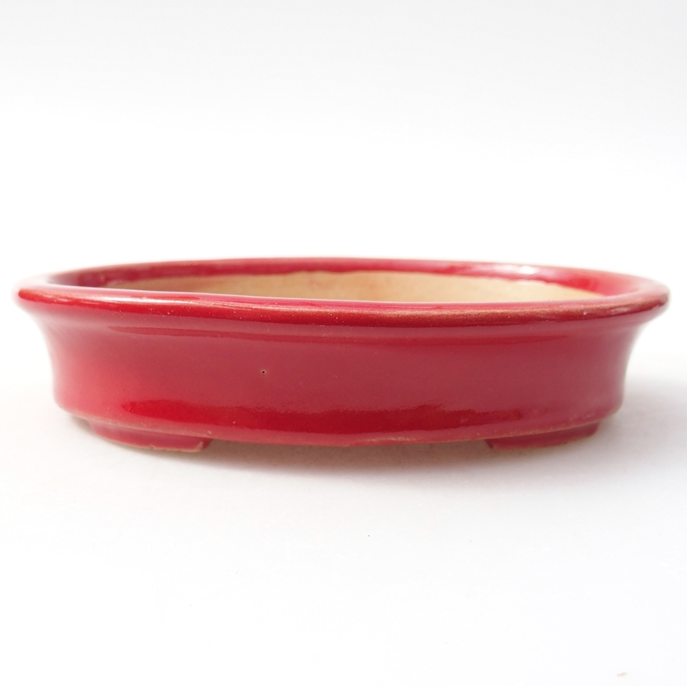 Ciotola per bonsai in ceramica 13 x 10,5 x 3 cm, colore rosso