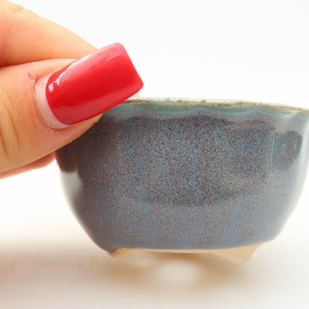 Vaso in ceramica per bonsai 7 x 7 x 3,5 cm, colore grigio