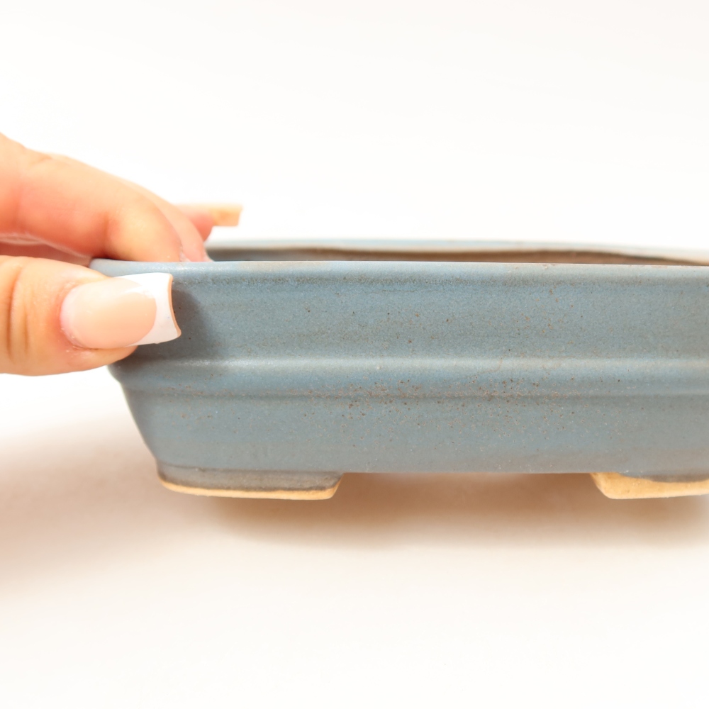 Vaso da bonsai in ceramica 14,5 x 11,5 x 4,5 cm, colore blu