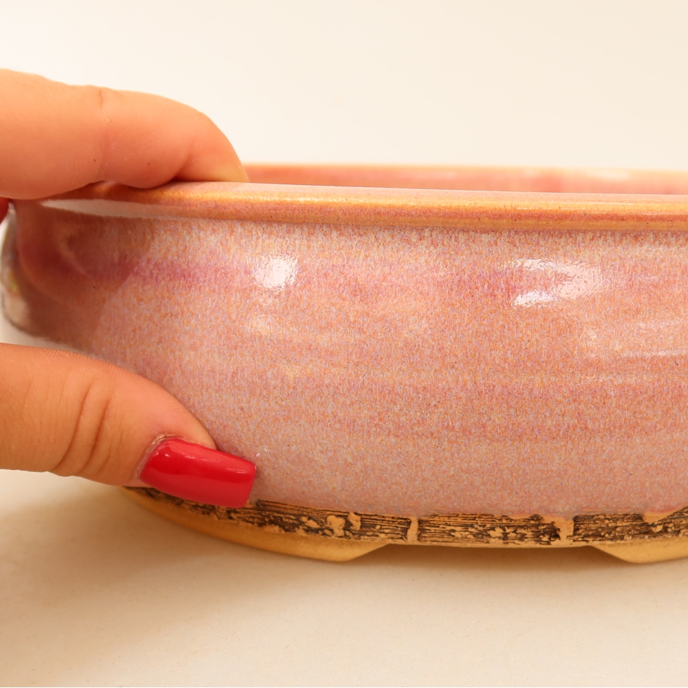 Vaso da bonsai in ceramica 23 x 23 x 7 cm, colore rosa