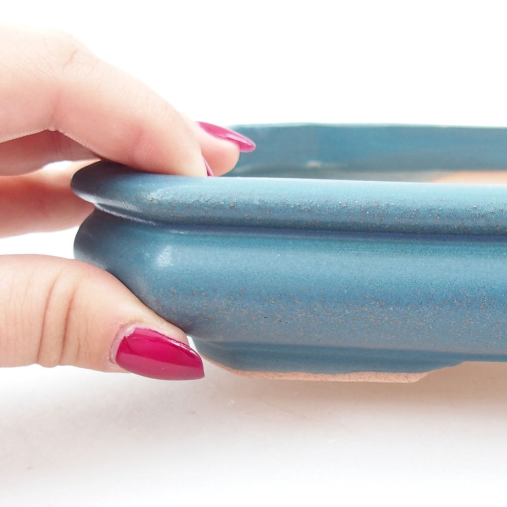 Ciotola bonsai in ceramica 18,5 x 13,5 x 4 cm, colore blu