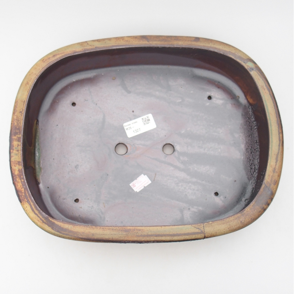 Ciotola per bonsai in ceramica 32 x 25 x 8 cm, colore marrone-verde