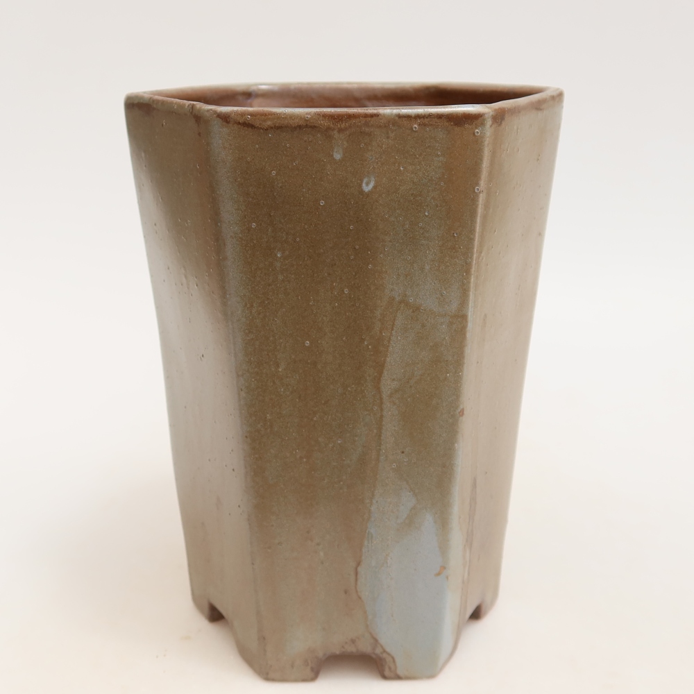 Vaso da bonsai in ceramica 13 x 12 x 17 cm, colore marrone-blu