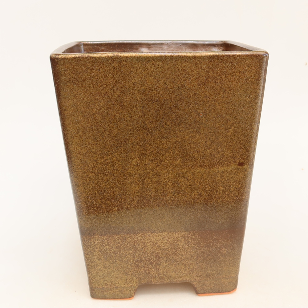 Vaso da bonsai in ceramica 15,5 x 15,5 x 19 cm, colore marrone