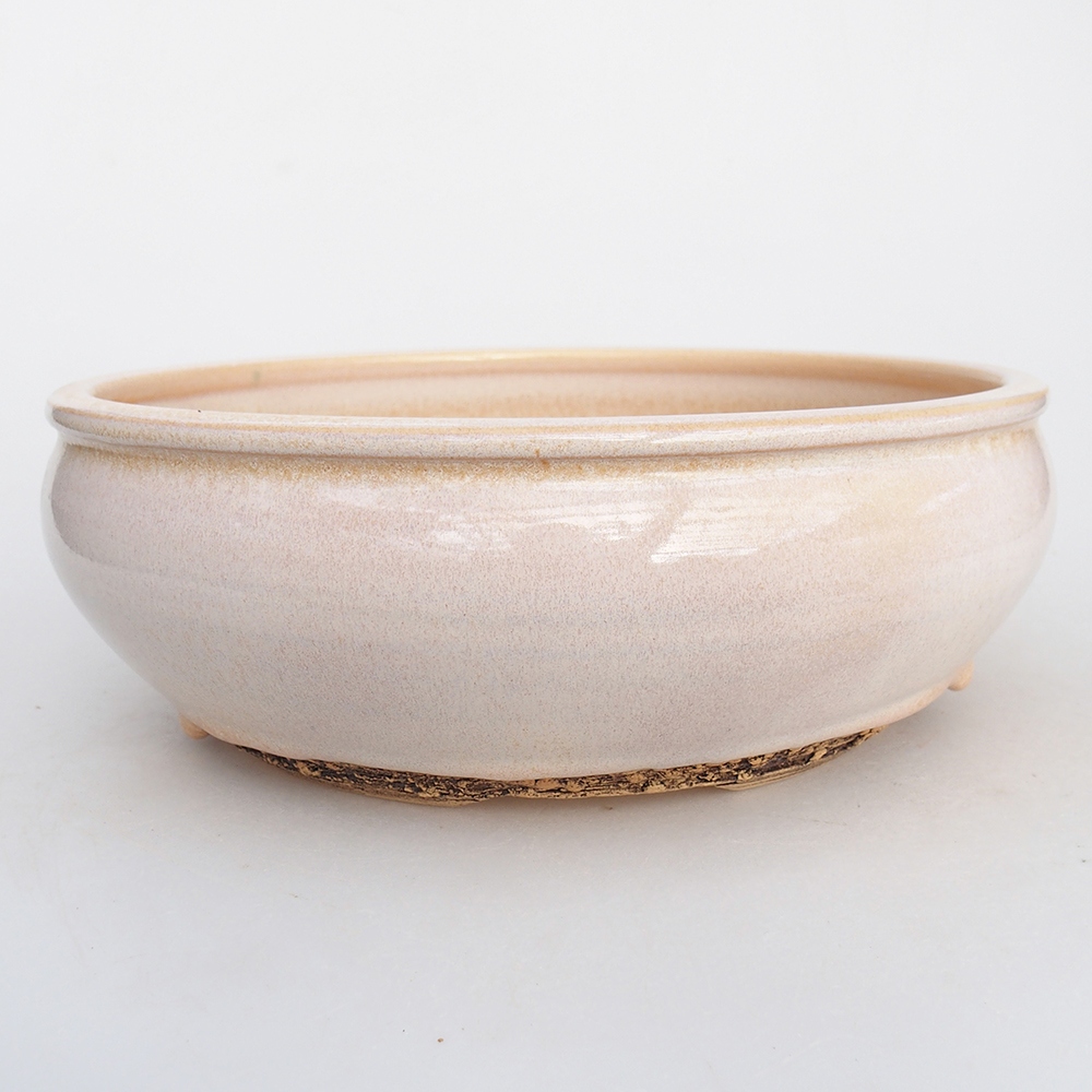 Ciotola bonsai in ceramica 21,5 x 21,5 x 7,5 cm, colore beige