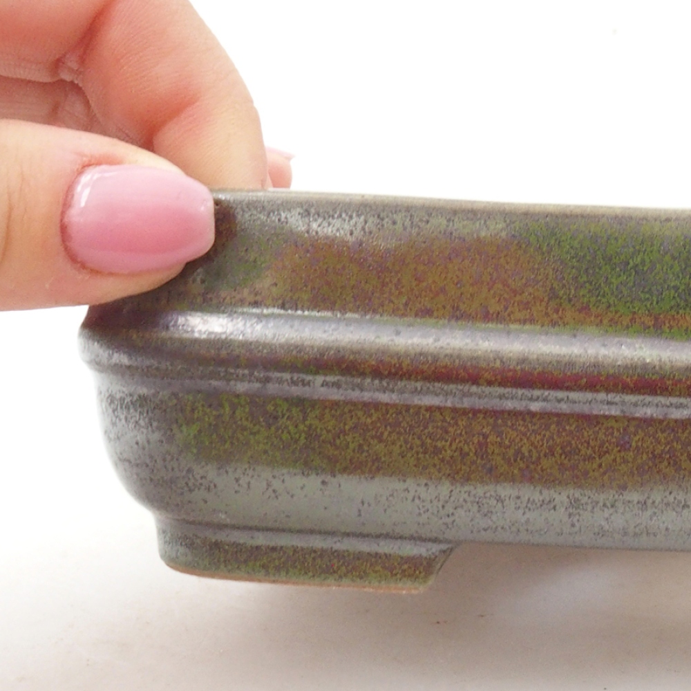 Ciotola per bonsai in ceramica 14 x 12,5 x 4,5 cm, verde