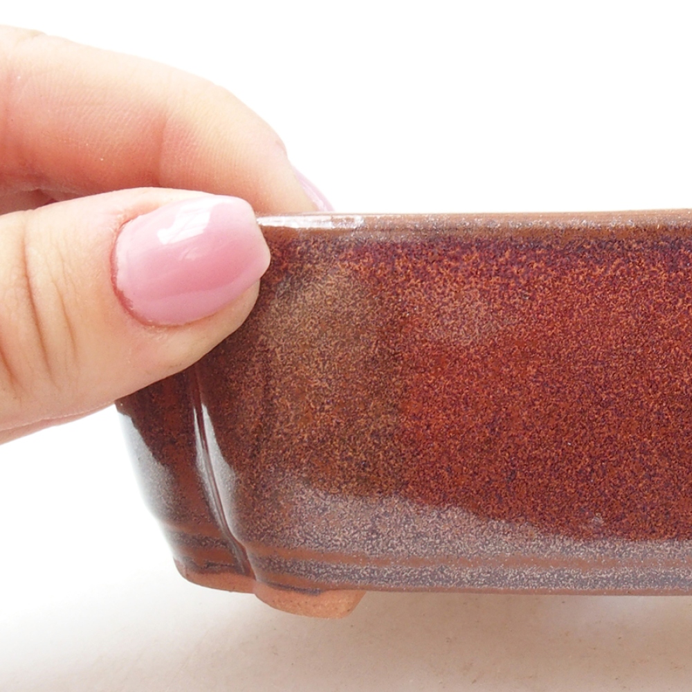 Ciotola per bonsai in ceramica 15 x 11,5 x 4,5 cm, marrone