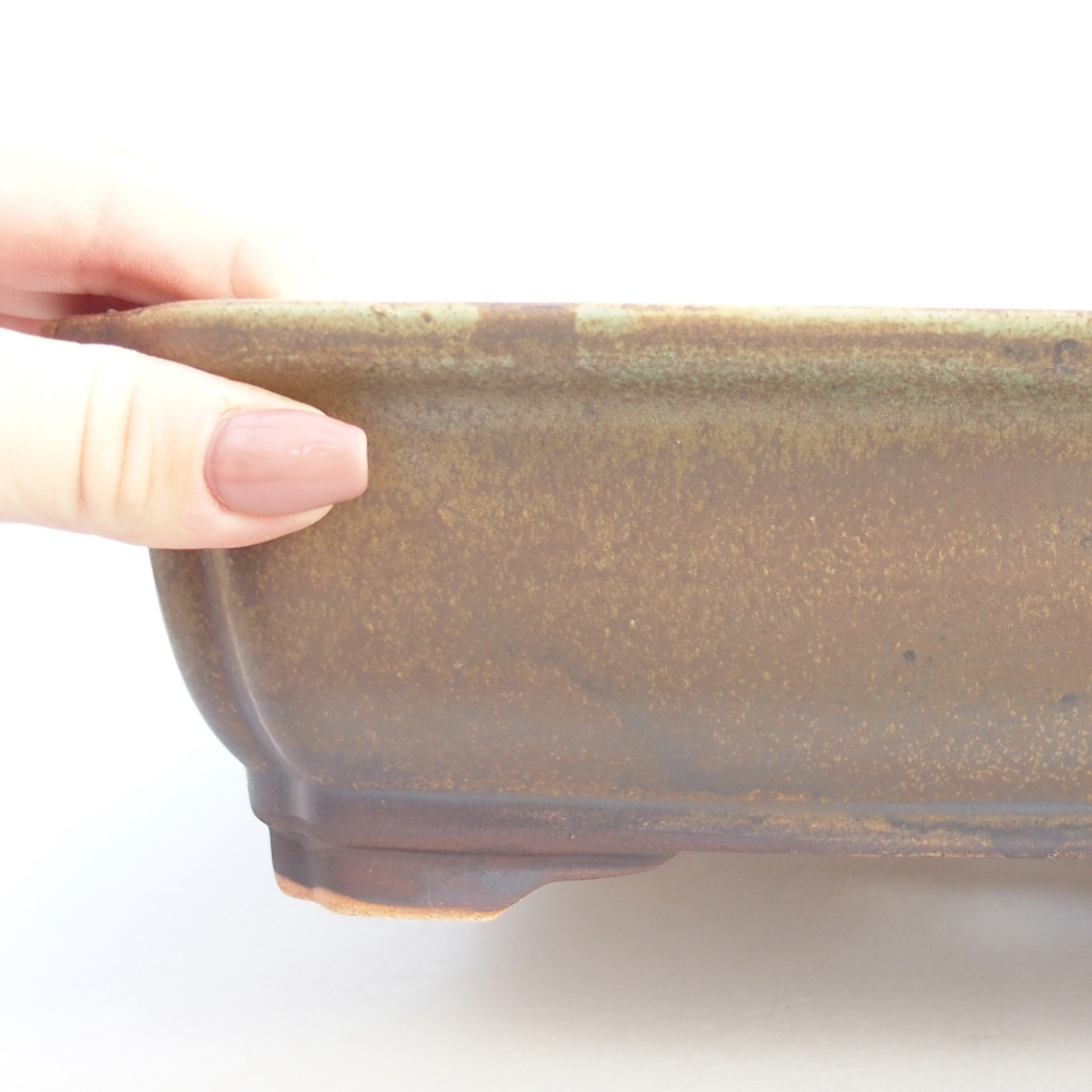 Ciotola per bonsai in ceramica 28 x 22,5 x 7 cm, verde-marrone