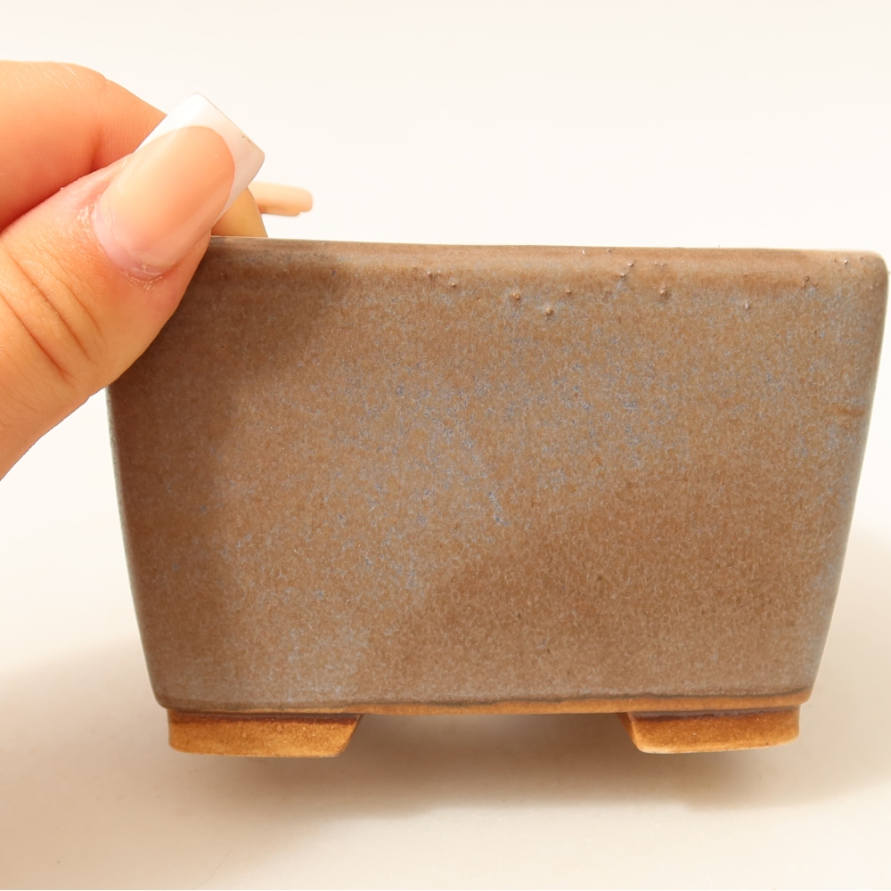 Vaso da bonsai in ceramica 10,5 x 10,5 x 7 cm, colore blu