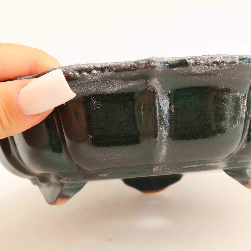 Ciotola per bonsai in ceramica 18,5 x 18,5 x 5 cm, verde