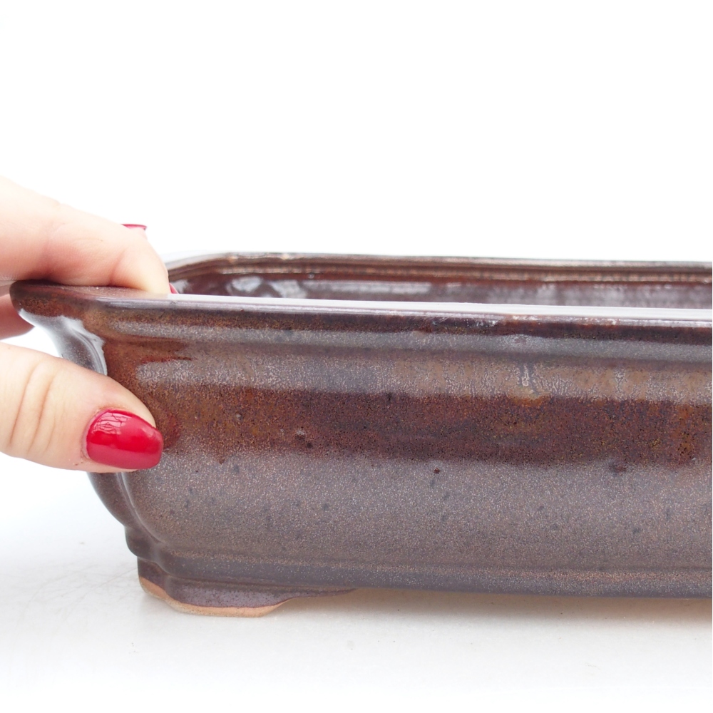 Ciotola per bonsai in ceramica 27,5 x 22 x 7 cm, marrone