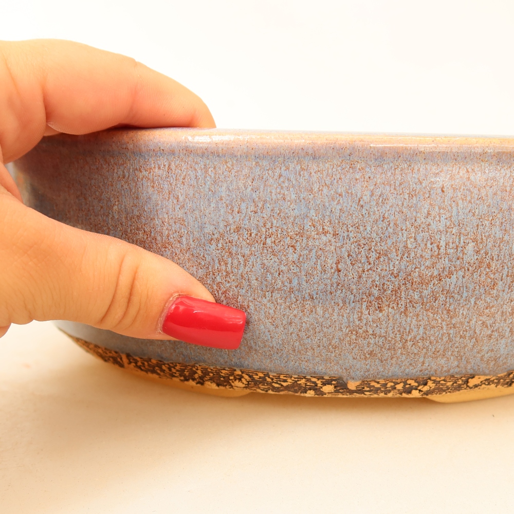 Vaso in ceramica per bonsai 24 x 24 x 7,5 cm, colore blu