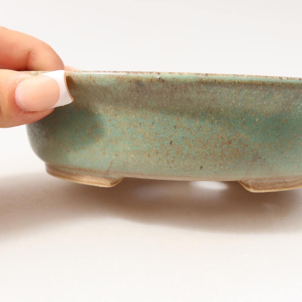 Vaso da bonsai in ceramica 15,5 x 14,5 x 4 cm, colore verde
